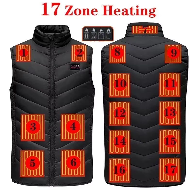 27/17/13 Areas Heated Vest Men Women Usb Electric Heating Jacket Smart Heated Clothes Bodywarmer Male down Jacket Winter Ski