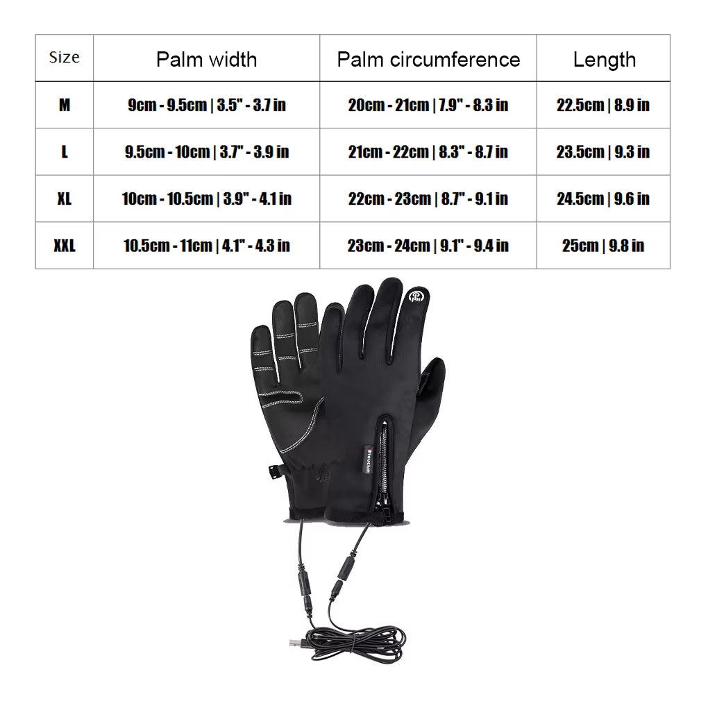 USB Heated Gloves Touch Screen Heated Cycling Gloves Winter Outdoor Sports Heating Thermal Gloves Anti-Slip Unisex Hand Warmer