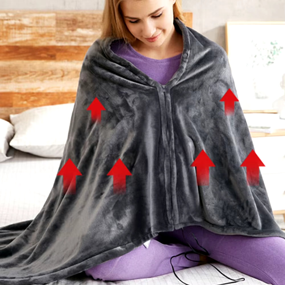 2024 USB Electric Heated Blanket 3 Heating Levels Fleece Heated Mat Wearable Body Warmer Blanket for Household and Office