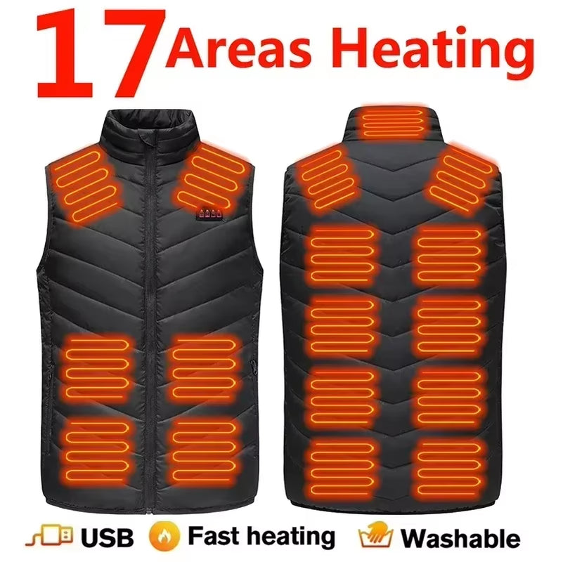 27/17/13 Areas Heated Vest Men Women Usb Electric Heating Jacket Smart Heated Clothes Bodywarmer Male down Jacket Winter Ski