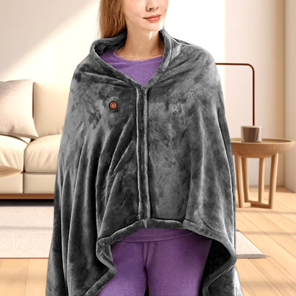 2024 USB Electric Heated Blanket 3 Heating Levels Fleece Heated Mat Wearable Body Warmer Blanket for Household and Office