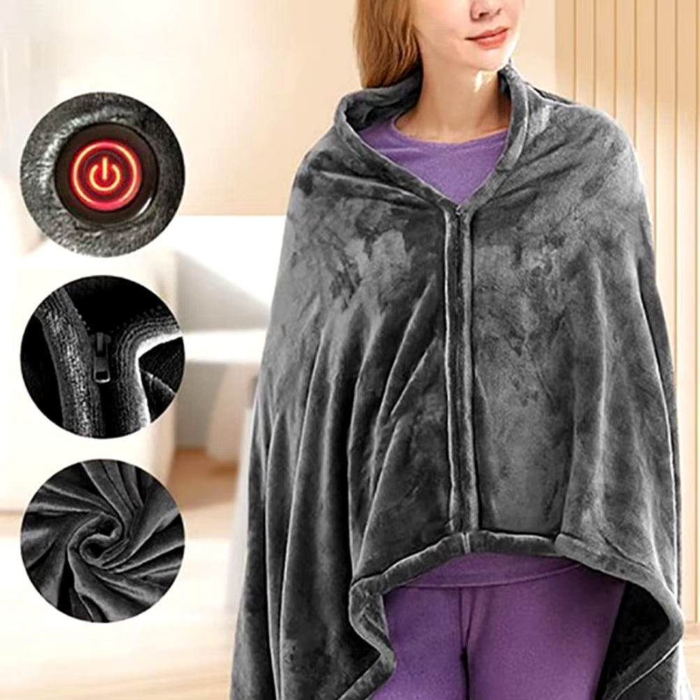 2024 USB Electric Heated Blanket 3 Heating Levels Fleece Heated Mat Wearable Body Warmer Blanket for Household and Office